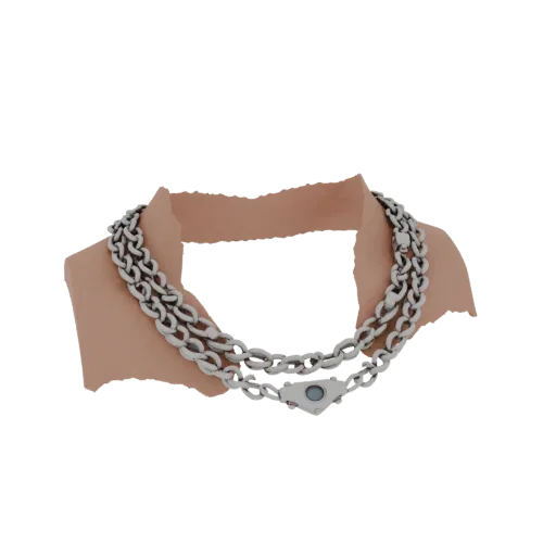 Modèle 3D Collier plastron superposé détail rendu, plan studio profil, mettant en valeur forme et détail de finition du colli