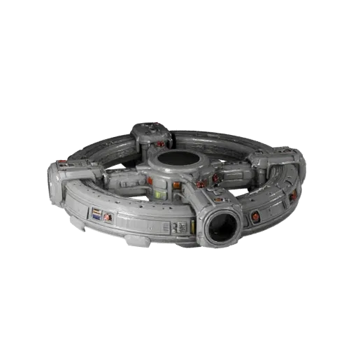 Research Docking Hub High Poly 3D model, close-up studio render, showing metal modules, modular station layout.