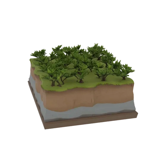 Coastal Mangrove Biome Printable 3D model, isometric tabletop STL render, showing terrain layers, terrain detail.