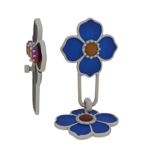 Floral Decorative Pin scene ready 3D model, top-down studio render, showing brooch silhouette and surface contrast.
