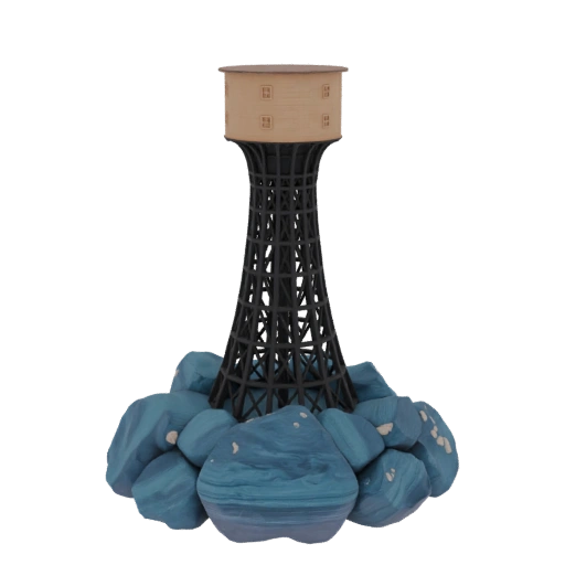 Water Tower with Rocky Base