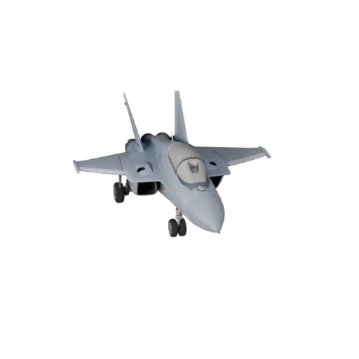 Modèle 3D d'avion de chasse prêt pour le jeu, vue studio en trois quarts, atout de véhicule prêt pour la production avec équi