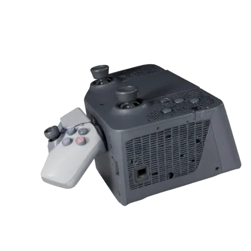Next Gen Game Console Product Viz 3D model, three-quarter studio product render, showing matte plastic, form detail.