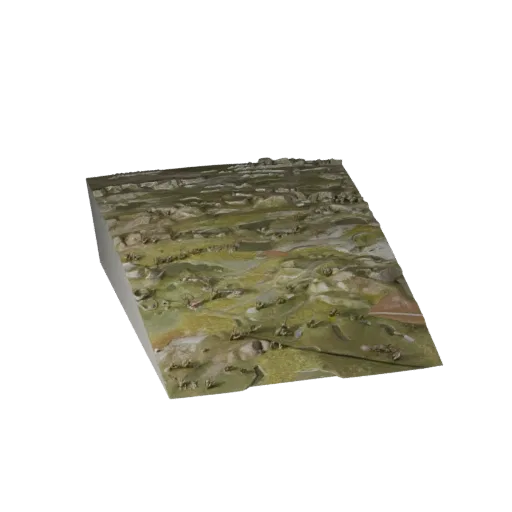 Arctic Tundra Biome Stylized 3D model, stylized isometric environment render, showing terrain layers, snow banks.