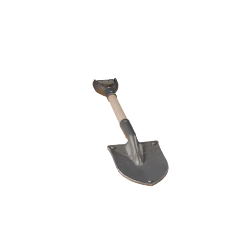 Clean Shovel Realistic 3D model, three-quarter studio render, showing painted metal, functional silhouettes.