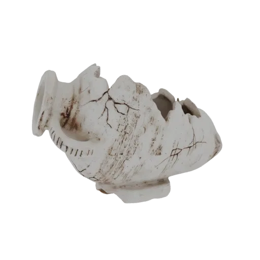 3D model of a cracked ancient amphora vase with realistic textures and visible damage.