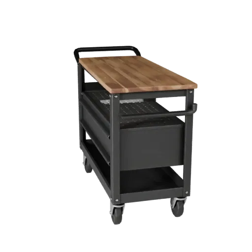 Industrial Tool Cart Product Viz 3D model, three-quarter studio product render, showing steel frames, stable fixtures.