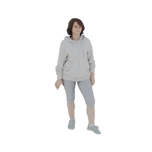 Casual Woman in Hoodie and Capris 3D Model