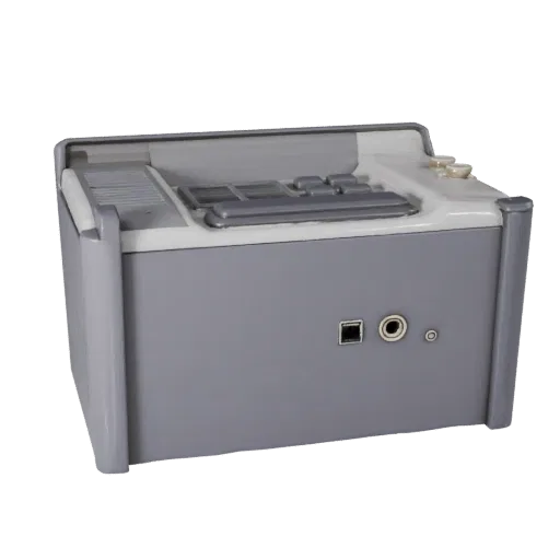 Mini Arcade Stick Realistic 3D model, three-quarter studio render, showing matte plastic, console proportions.