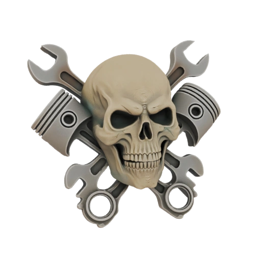 Skull and Pistons Emblem 3D Model