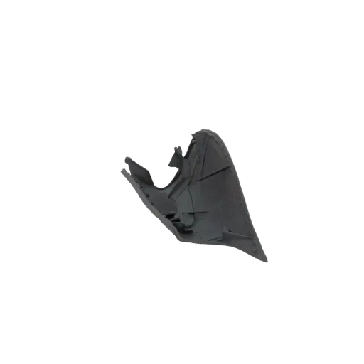 3D model of a black automotive interior trim clip, showing its complex shape and mounting features.