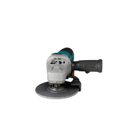 Cordless Angle Grinder Realistic 3D model, three-quarter studio render, showing molded plastic, ergonomic handles.
