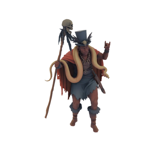 Voodoo Shaman with Snake and Skull Staff