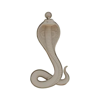 Modello 3D di un pendente cobra egizio, raffigurato con il cappuccio spiegato e dettagli intricati delle squame, renderizzato