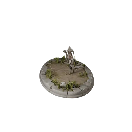 Ruined Scenic Base realistic 3D model preview showing rim shape, three-quarter scene view, height and ground texture