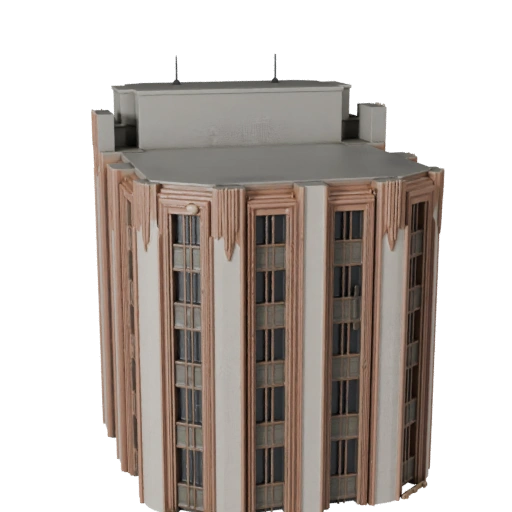 Modèle 3D de Façade Art Déco Haute Poly pour Archviz Architectural