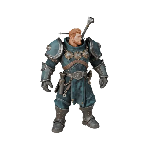 Personagem 3D Guerreiro Chefe de Comando de Fantasia, visualização do viewport do motor, ativo pronto para Unreal Engine com