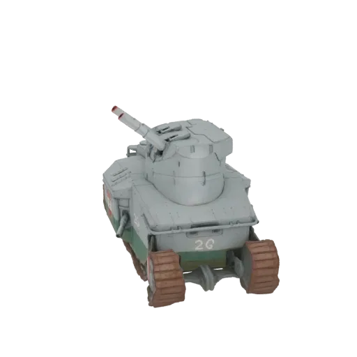 Rear view of a 3D model of the Hungarian Turan I medium tank, showing its tracks, rear hull, and turret.
