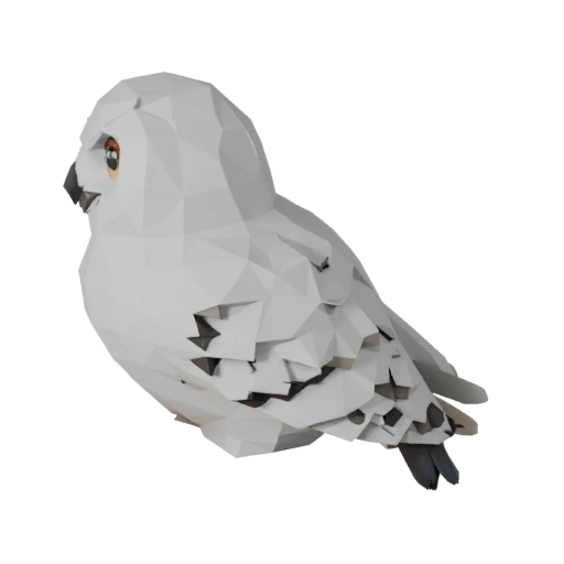 Modèle 3D Chouette Harfang Low Poly - Asset Unity avec FBX | PBR