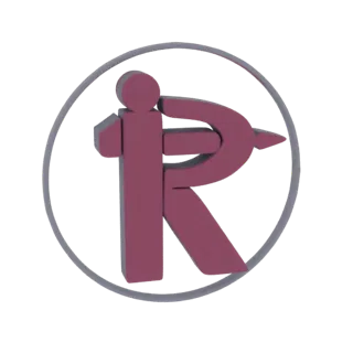 3D render of a stylized 'iR' logo, with the 'i' represented by a human-like figure and the 'R' having a sharp tip, all enclos