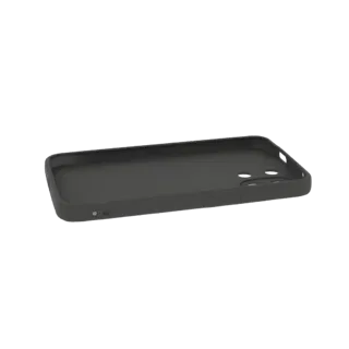 A 3D model of a dark gray iPhone 14 Pro case, viewed from a slight angle against a black background.