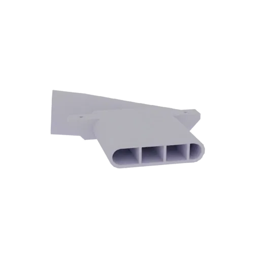 Modelo 3D de una admisión de aire quad-vent moderna, gris claro, con cuatro canales distintos.