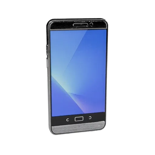 Flagship Smartphone Realistic 3D model, three-quarter studio render, showing glass screens, thin device proportions.