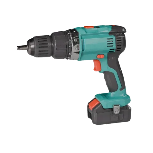 Contractor Drill Stylized 3D model, stylized isometric render, showing molded plastic, ergonomic handles.