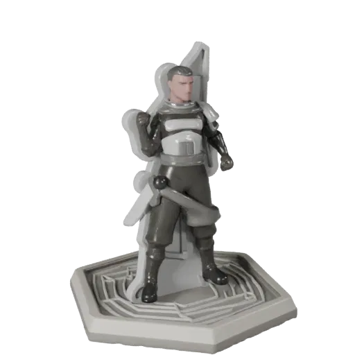 Aperçu du modèle 3D imprimable STL Marqueur d'Objectif Abstrait montrant l'échelle, angle d'affichage trois-quarts