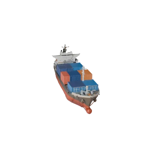 Modelo 3D de Buque Portacontenedores, vista de juego a tres cuartos, activo de vehículo listo para Unreal Engine con forma de