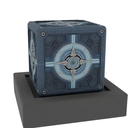 3D model Necron style stand Warhammer 40,000 with geometric patterns and blue accents