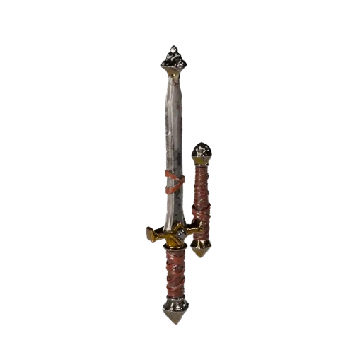 Fantasy Sword Prop Stylized 3D model, stylized isometric render, showing worn metal, readable prop silhouette.