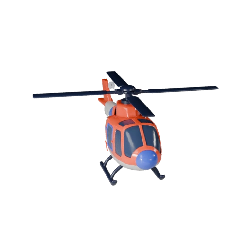 Modelo 3D de Helicóptero de Desenho Animado para Jogos Estilizados Ativo PBR