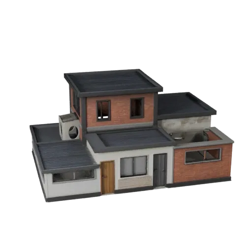 Modular Storefront Kit Unreal Engine-ready 3D model, Unreal Engine viewport, showing modular building kit materials and archi
