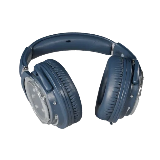 Retro Noise Canceling Headset Modular 3D model, isometric modular kit view, showing soft ear pads, wearable scale.