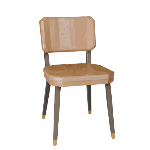 Modern Accent Chair Low Poly 3D model, home interior, game viewport three-quarter view, wood detail.