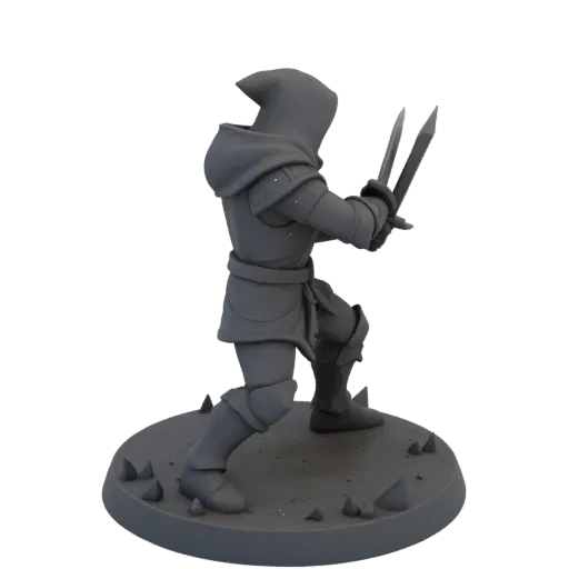 Medieval Dwarf Rogue Miniature STL - Attack