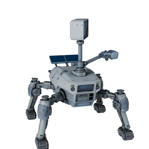 Ice World Drone Scout Realistic 3D model, three-quarter studio render, showing dusty wheels, vehicle stance.