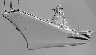 3D model of an aircraft carrier bas-relief, side view