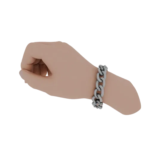Gold Beaded Cuff Bracelet 3D model, three-quarter front view, AR viewer studio render, gold finish.