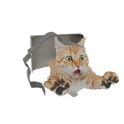 Scared Orange Tabby Cat Bursting Through Wall