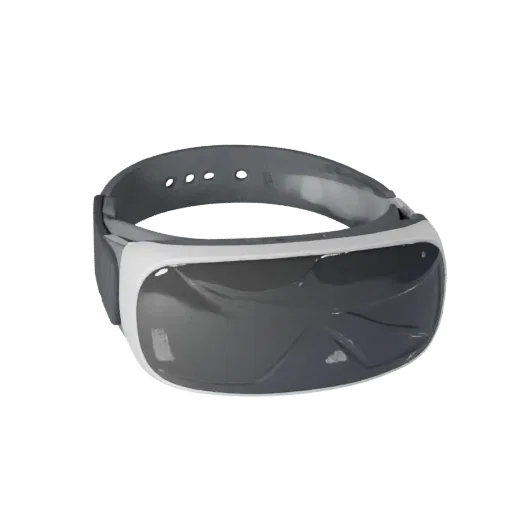 Fitness Smart Glasses Realistic 3D model, three-quarter studio render, showing silicone, wearable fit.