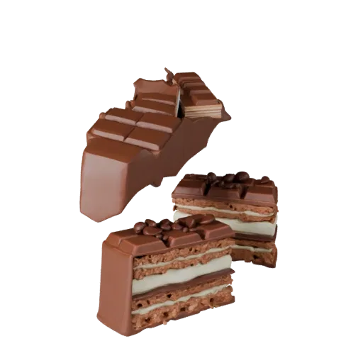 Chocolate Bar 3D model, three-quarter front view, AR viewer studio render, showing cream, sweet food silhouette.