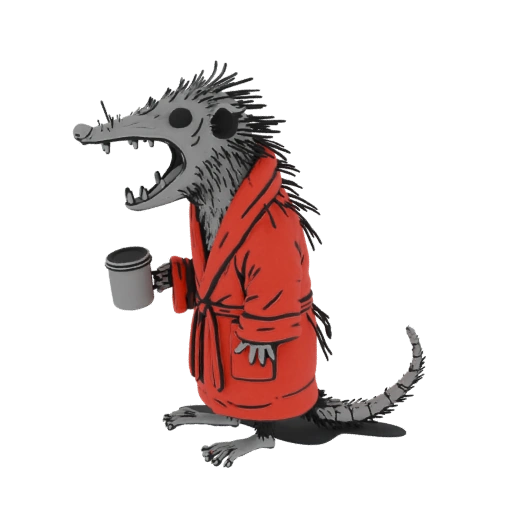 Sleepy Opossum in Robe 3D Model