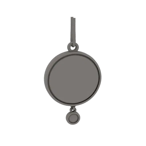 Minimal Charm collectible detail 3D model, front view studio render, showing pendant silhouette and surface contrast.