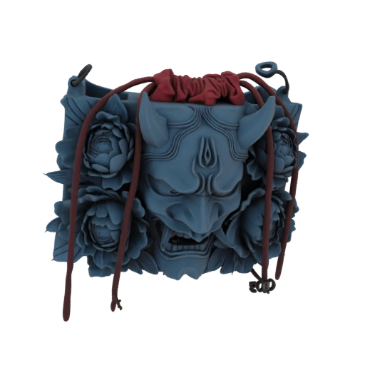 Oni Mask with Peonies 3D Model