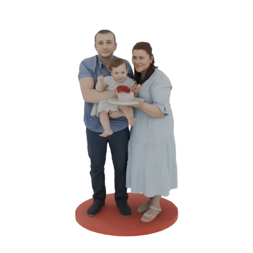 Family with Baby and Cake 3D Model