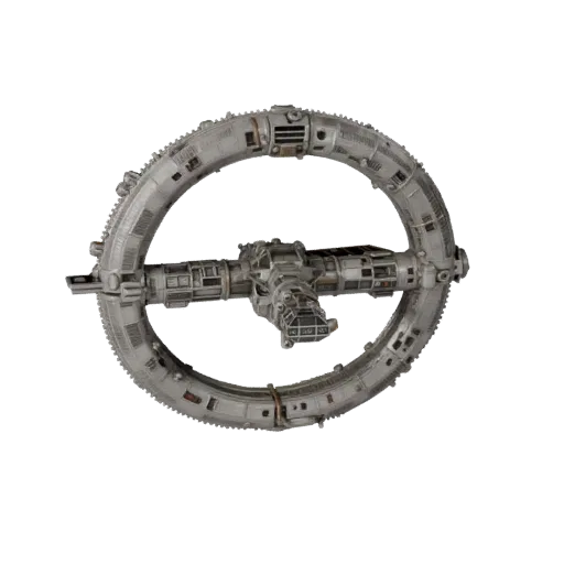 Research Space Station High Poly 3D model, close-up studio render, showing metal modules, modular station layout.