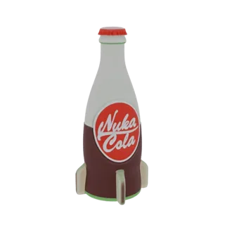 3D model of a Nuka-Cola bottle designed as a rocket, featuring the classic logo and rocket fins.