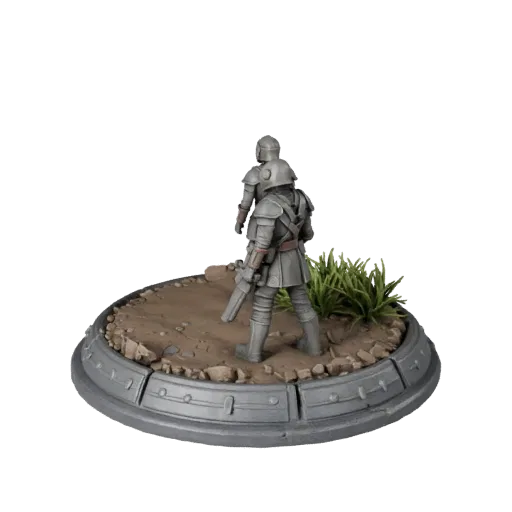 Vista previa de modelo 3D de Alta Poligonalidad de Base Industrial Escénica mostrando forma del borde, vista de estudio de primer plano, altura y textura del terreno